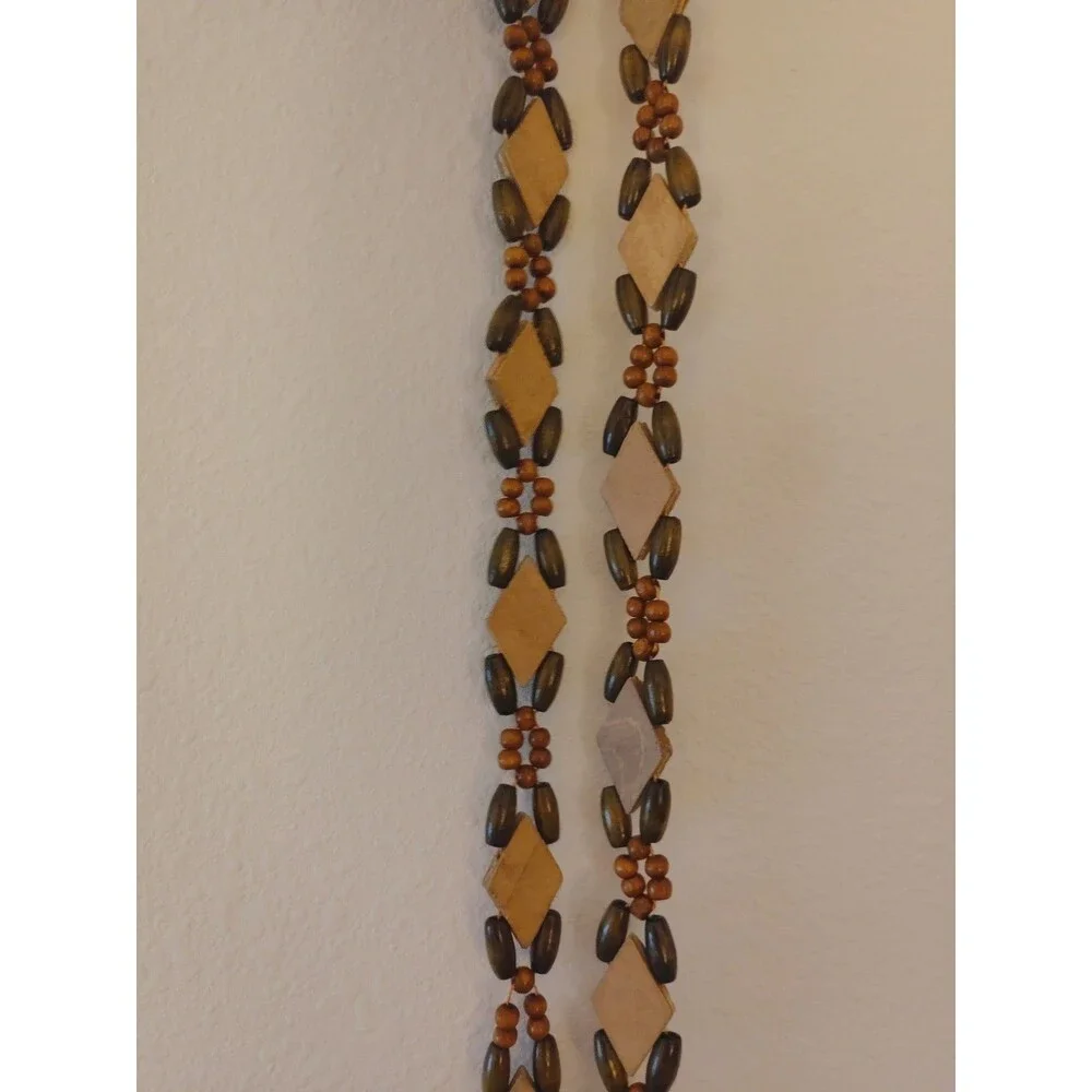 Brown And Yellow Bead Belt Artisan Stretch String Tie 32